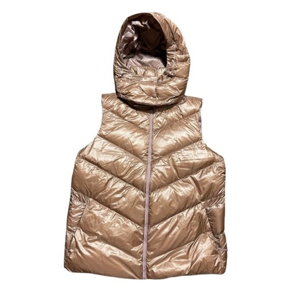 Athleta Sportswear Lofty Down Woman's Puffer Metallic Pink Vest - Picture 1 of 8
